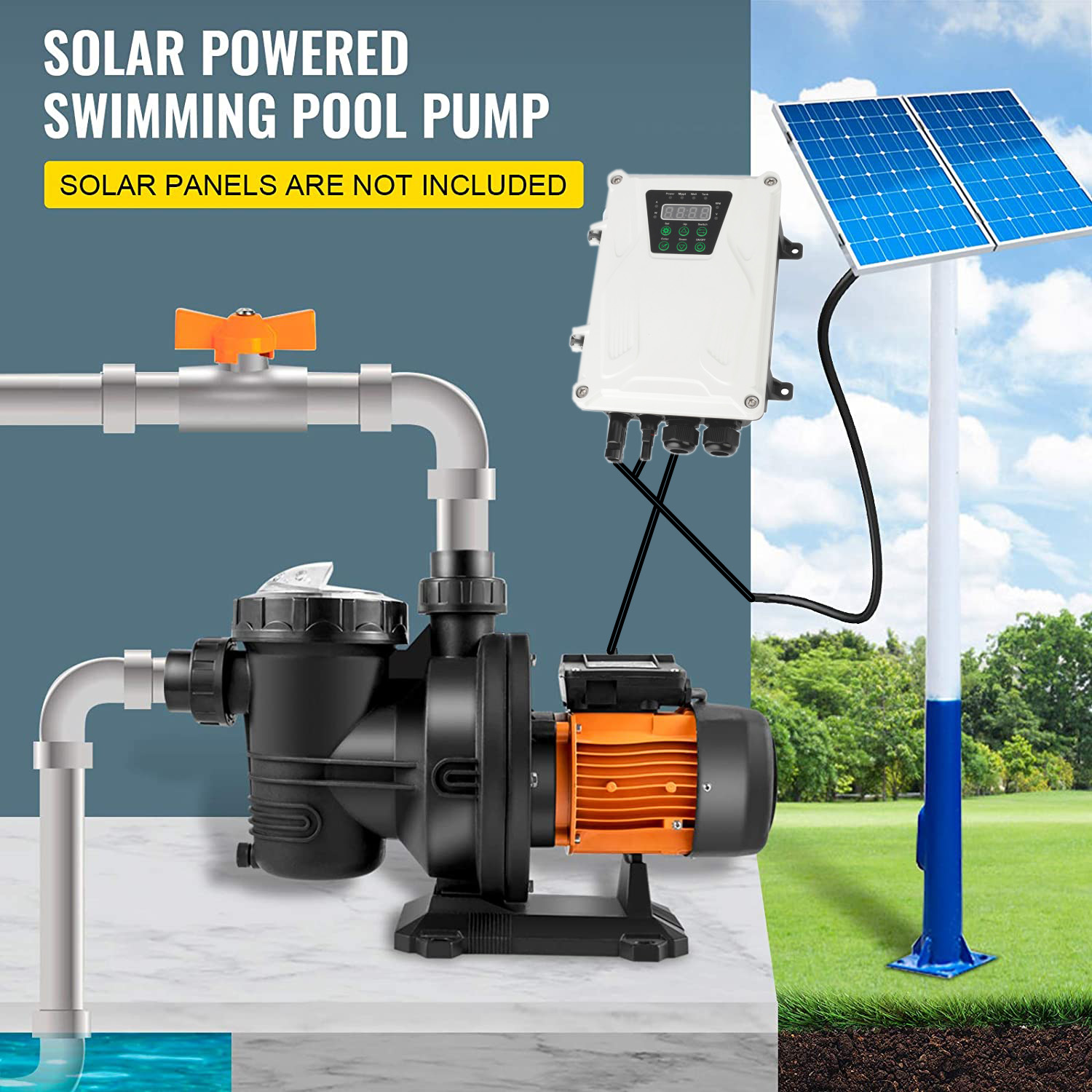 Solar Pool Pump Kit - 2HP 1500W Solar Pool Booster Pump