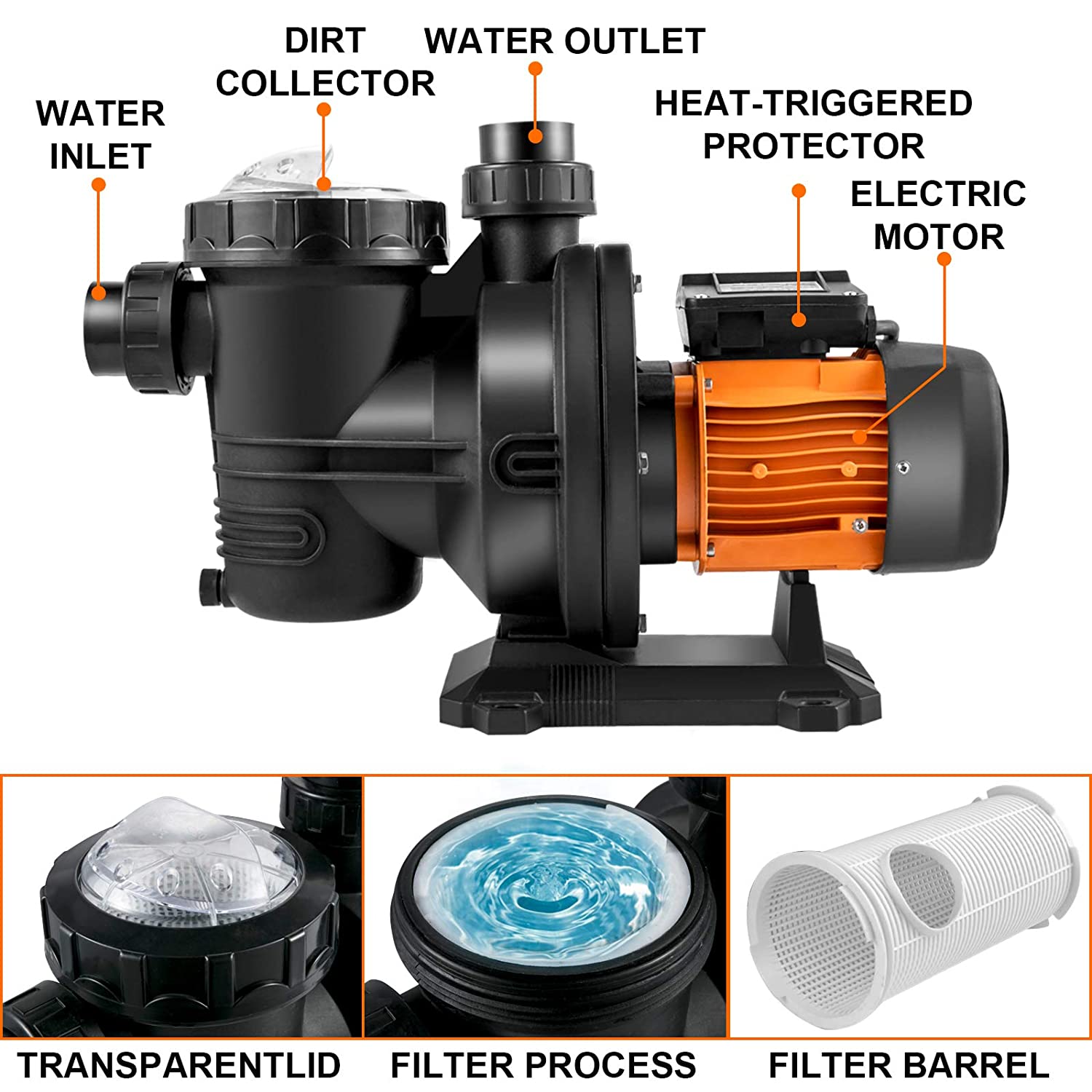 HZUSUN 500W Portable Pool Pump - огляд і ціна Solar Pool Pump Kit