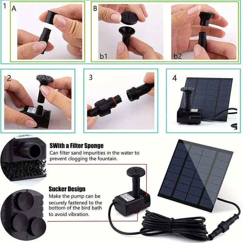 Solar Fountain with 6 Nozzles  - огляд і ціна Solar Pool Pump Kit
