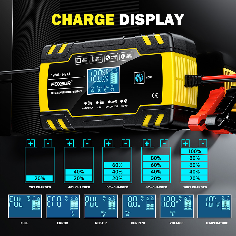 FOXSUR FBC122408D 12V 8A 24V 4 - огляд і ціна Agm Deep Cycle Battery